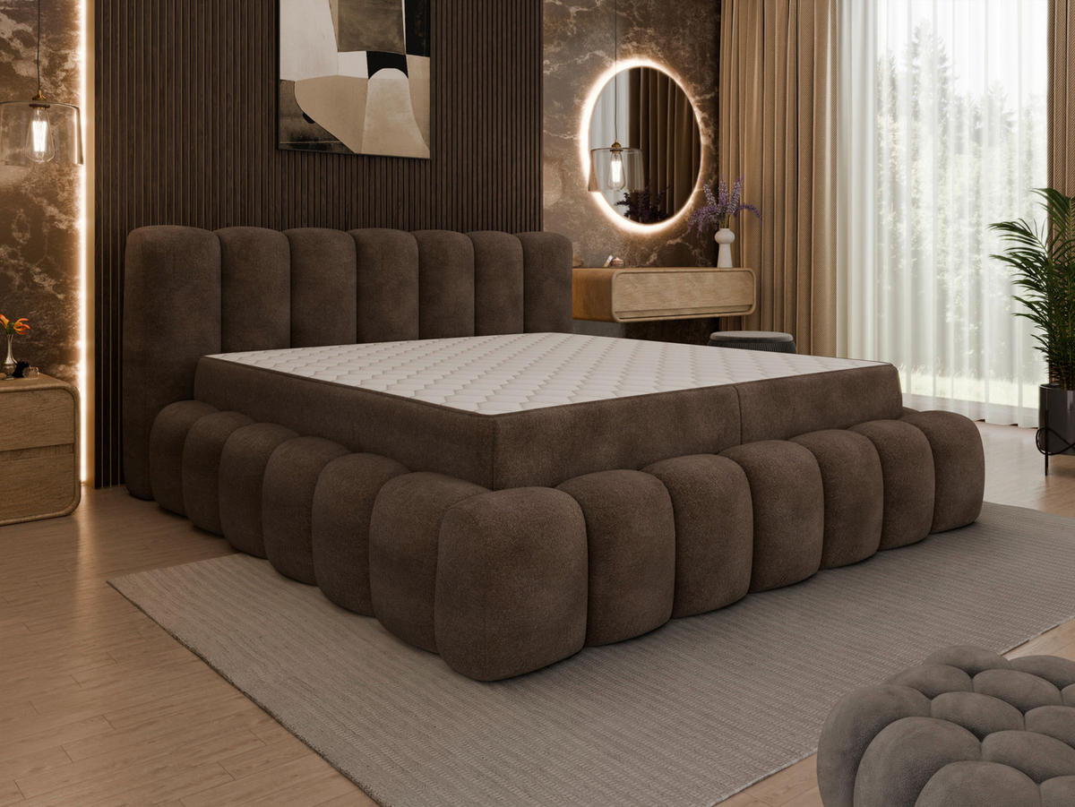 POLSTERBETT 180/200 cm  in Braun  - Schwarz/Braun, Trend, Kunststoff/Textil (180/200cm) - Esposa
