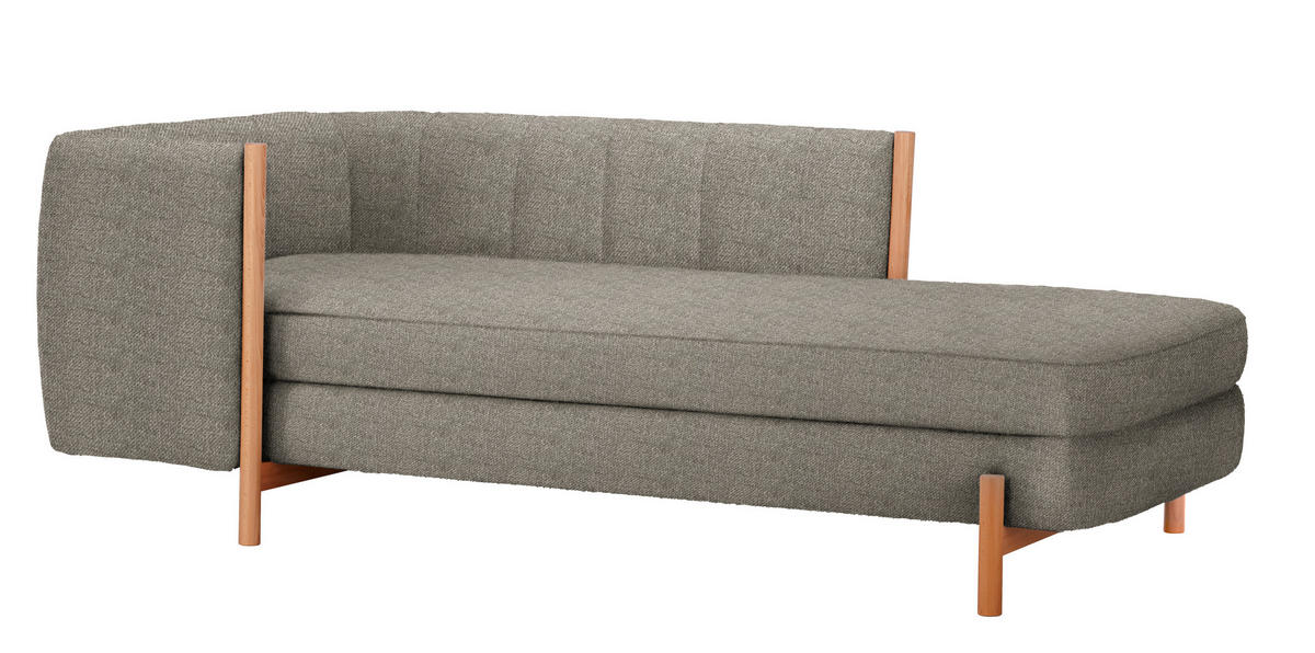 RÉCAMIERE in Plüsch Graubraun  - Graubraun/Naturfarben, Design, Holz/Textil (216/90/109cm) - Niels Andersson