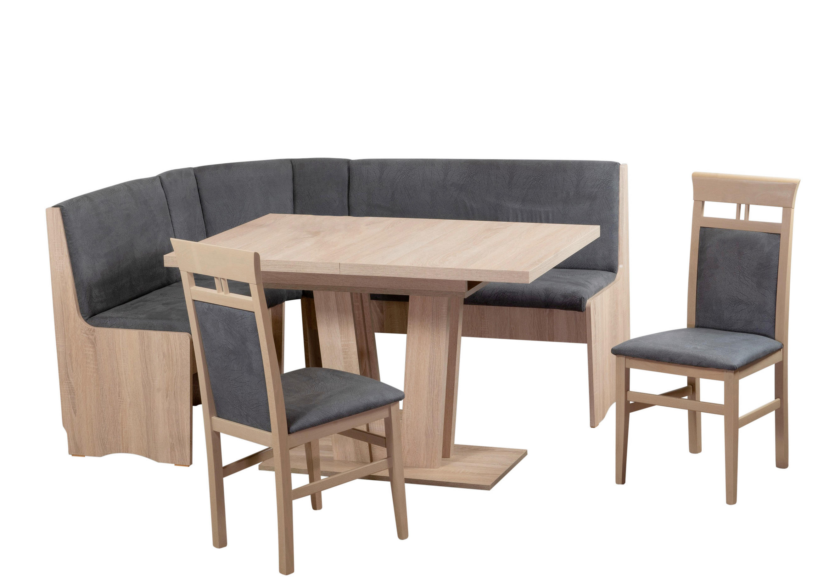 ECKBANKGRUPPE Mikrofaser Sonoma Eiche, Grau  - Grau/Sonoma Eiche, KONVENTIONELL, Holz/Textil (125/89/165cm) - MID.YOU