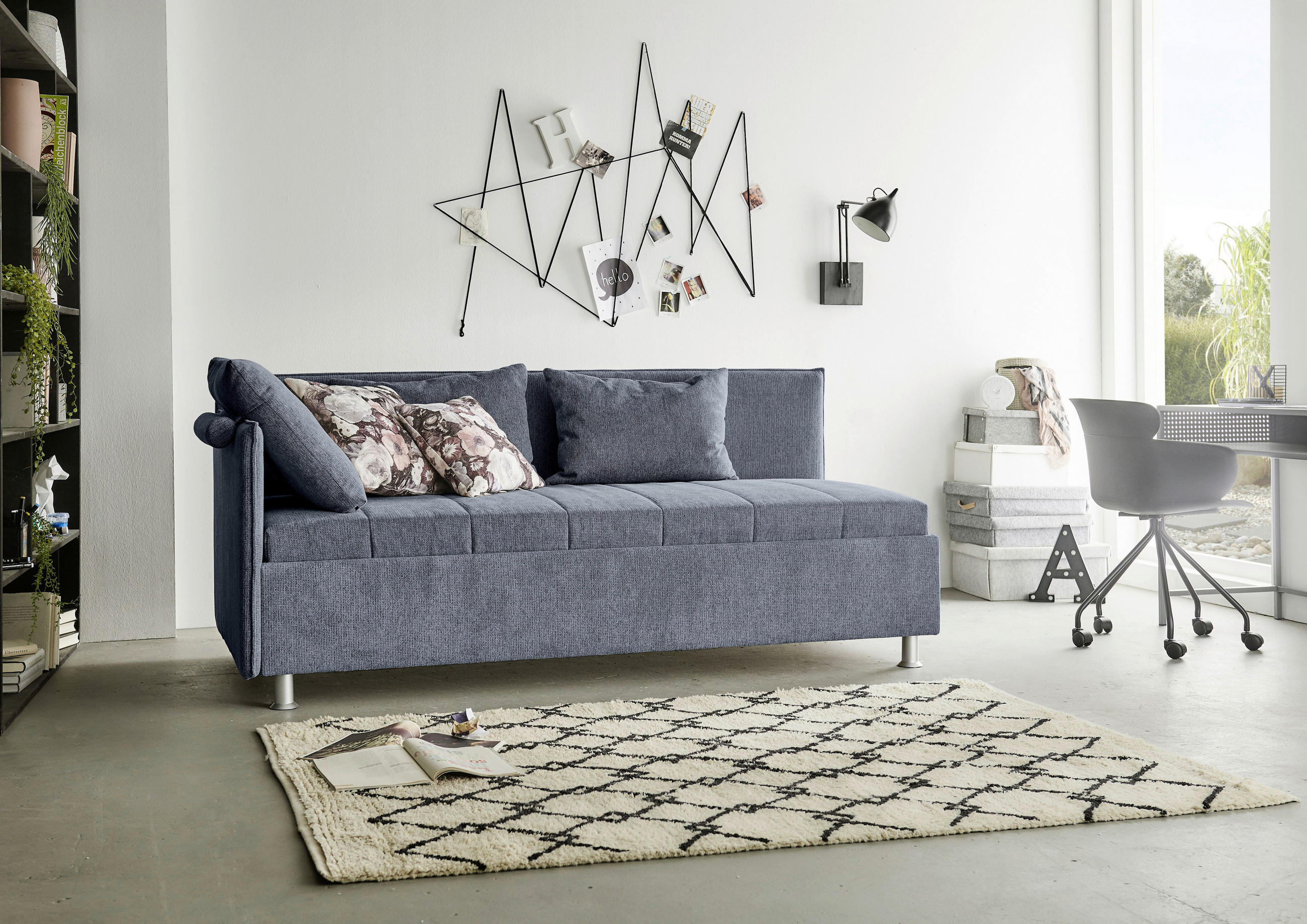 POLSTERLIEGE Flachgewebe Graublau - Graublau/Alufarben, KONVENTIONELL, Holz/Holzwerkstoff (90/200cm) - Beldomo - Sleep