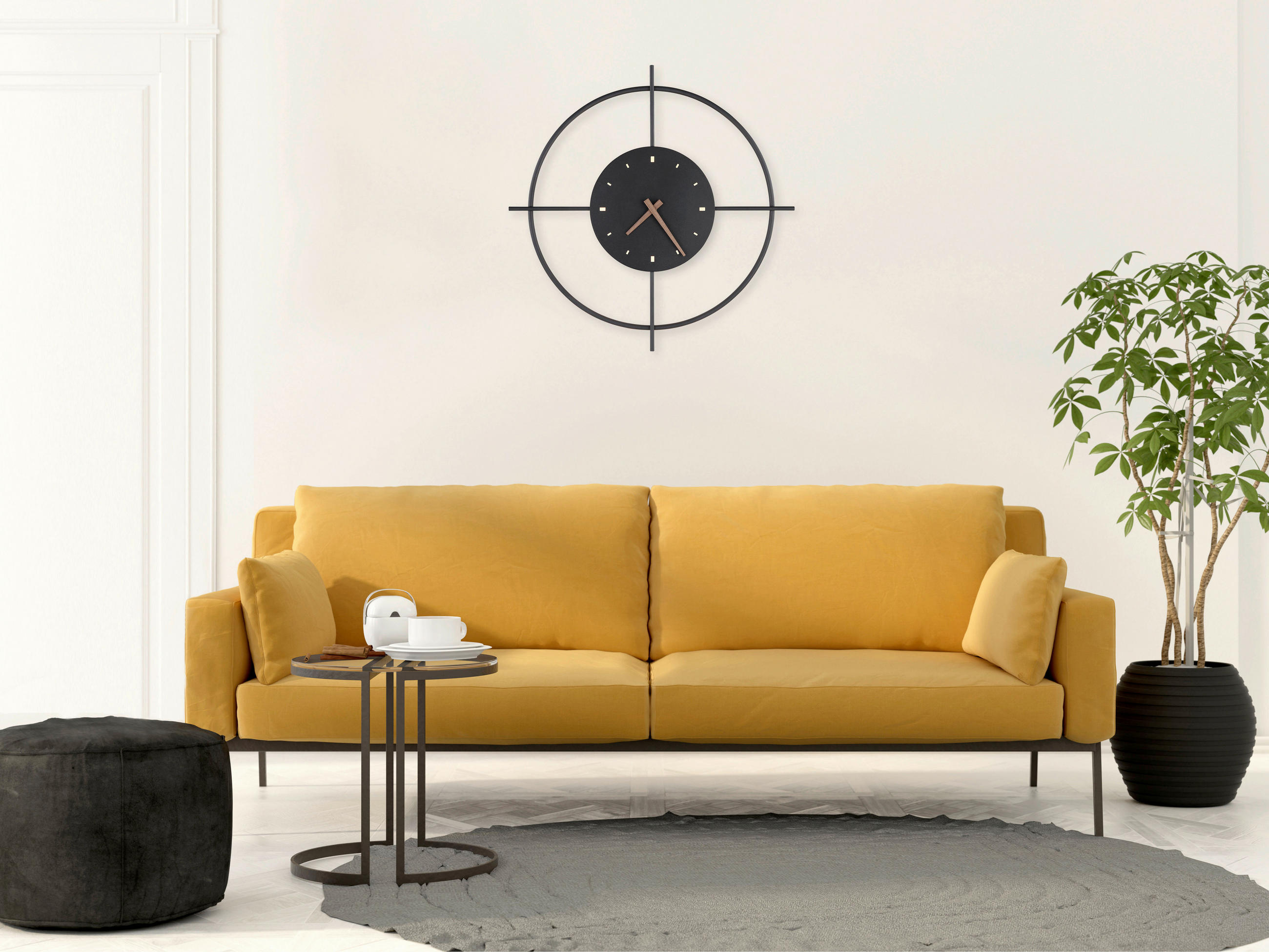 WANDUHR 50 cm   - Schwarz/Weiß, KONVENTIONELL, Kunststoff/Metall (50cm) - Globo