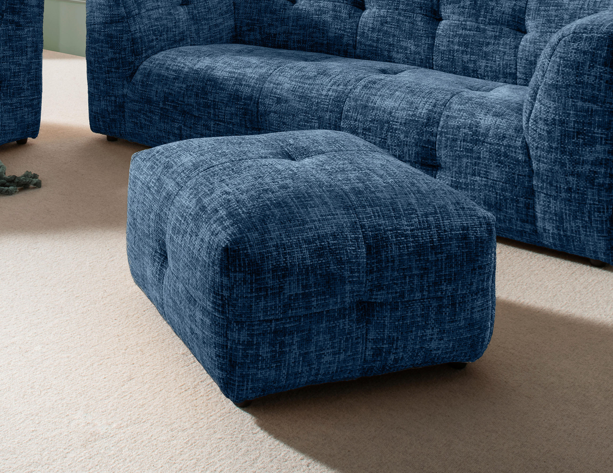 HOCKER in Textil Blau  - Blau/Schwarz, Design, Kunststoff/Textil (72/44/72cm) - Livetastic