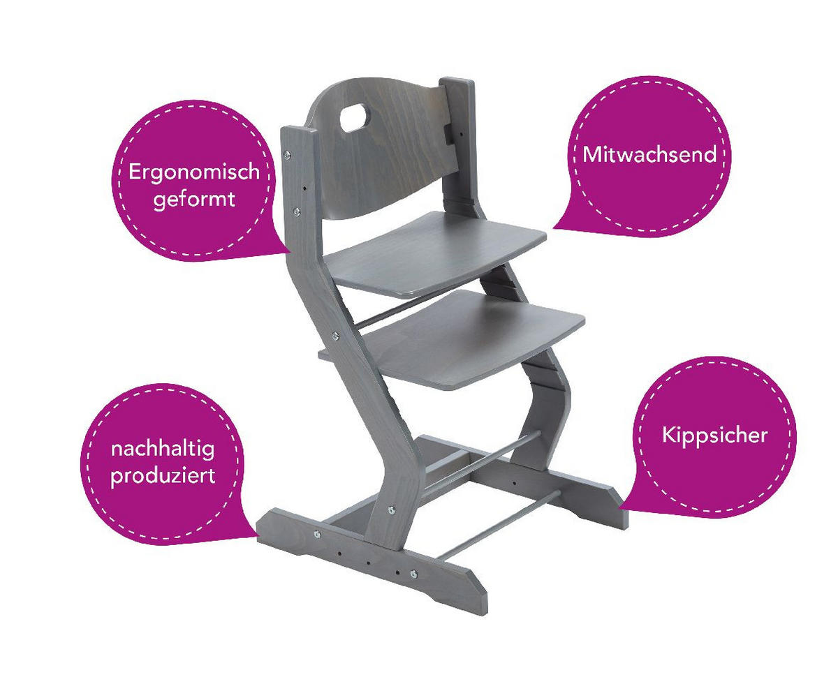 KINDERSTUHL - Grau, Basics, Holz (50/43/81cm) - tiSsi