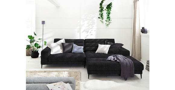 ECKSOFA in Flachgewebe Schwarz 296/207 cm - Schwarz, Design, Textil/Metall (296/207cm) - Dieter Knoll