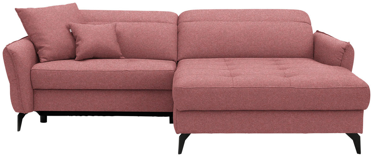 ECKSOFA MANTA in Flachgewebe Koralle  246/175 cm  - Koralle/Schwarz, Design, Textil/Metall (246/175cm) - Celina