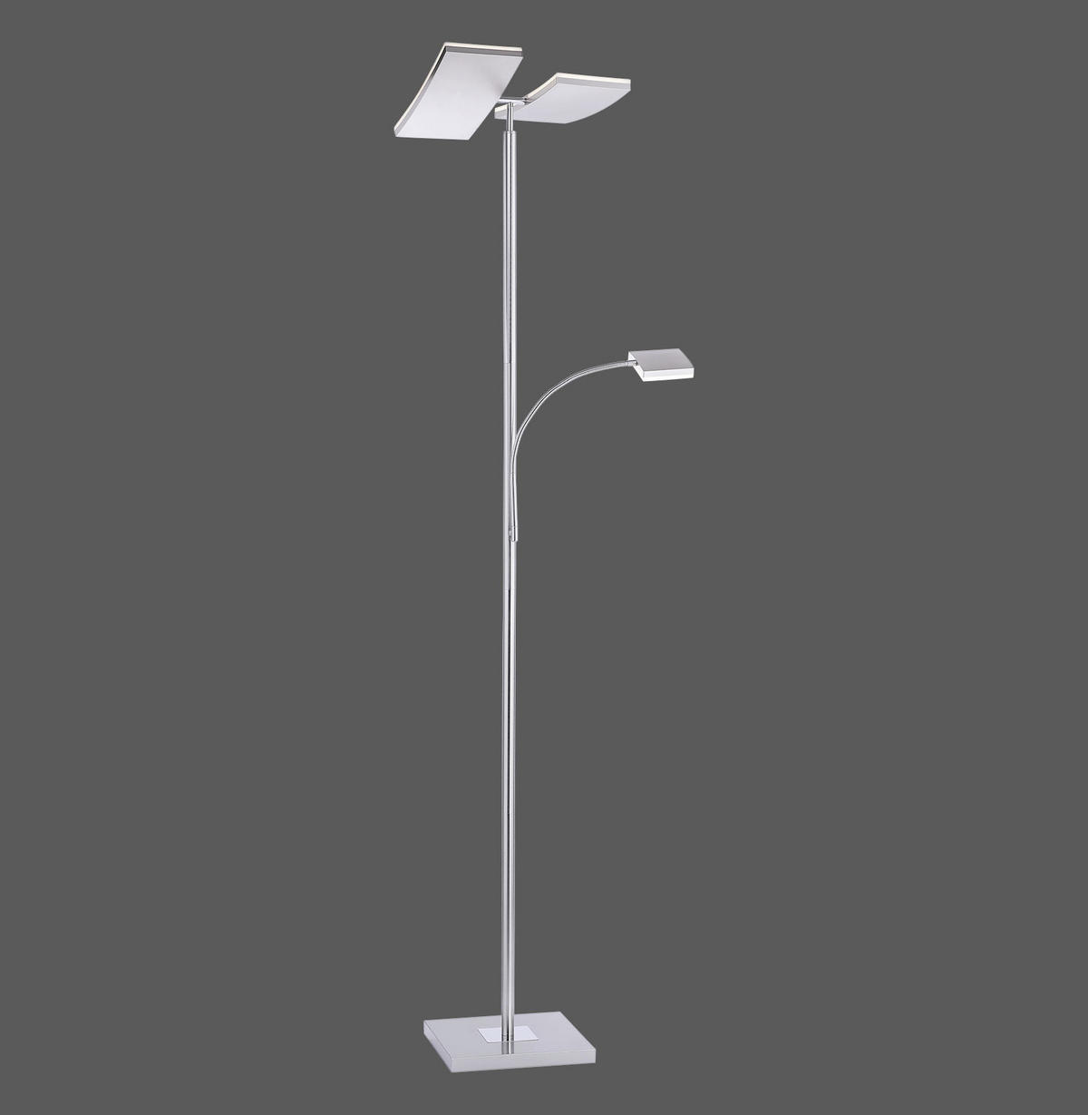 STOJACIA LED LAMPA, 62/61/196 cm - strieborná, Design, kov/plast (62/61/196cm)