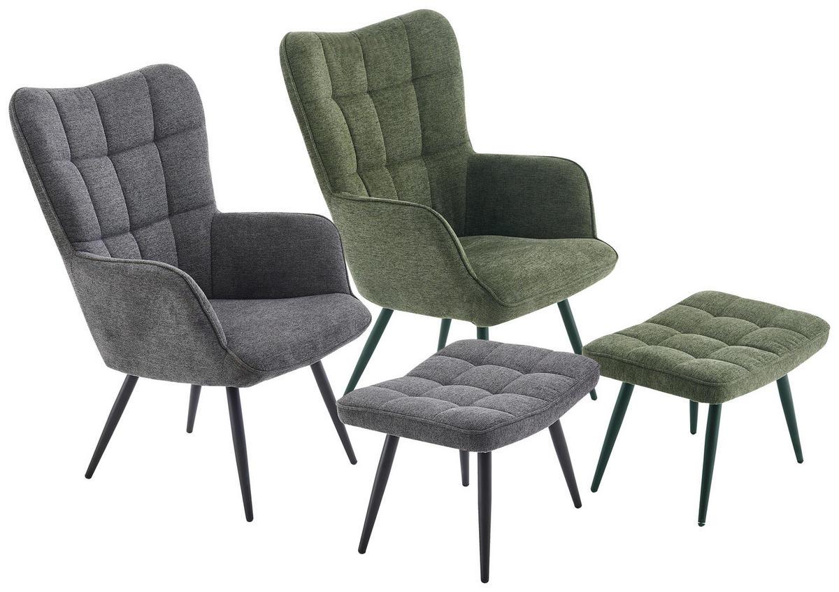 RELAX FOTEL SZETT - fekete/sötétszürke, Design, textil/fém (68/100/78cm) - Ti'me