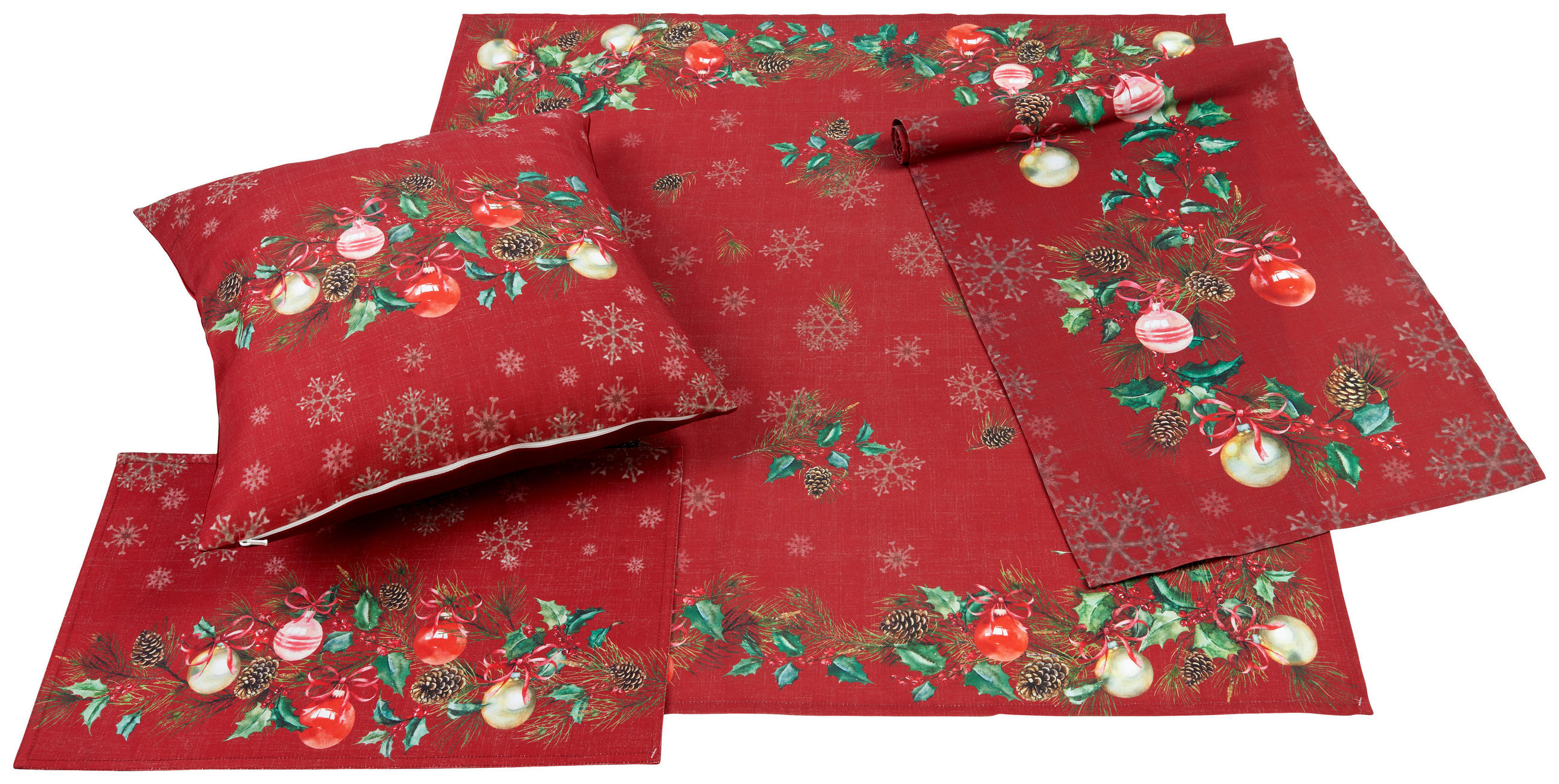 ASZTALI FUTÓ 40/140 cm   - piros, Konventionell, textil (40/140cm) - X-Mas