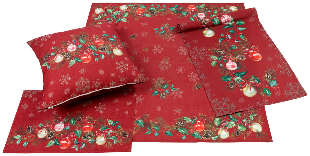 ASZTALI FUTÓ 40/140 cm   - piros, Konventionell, textil (40/140cm) - X-Mas