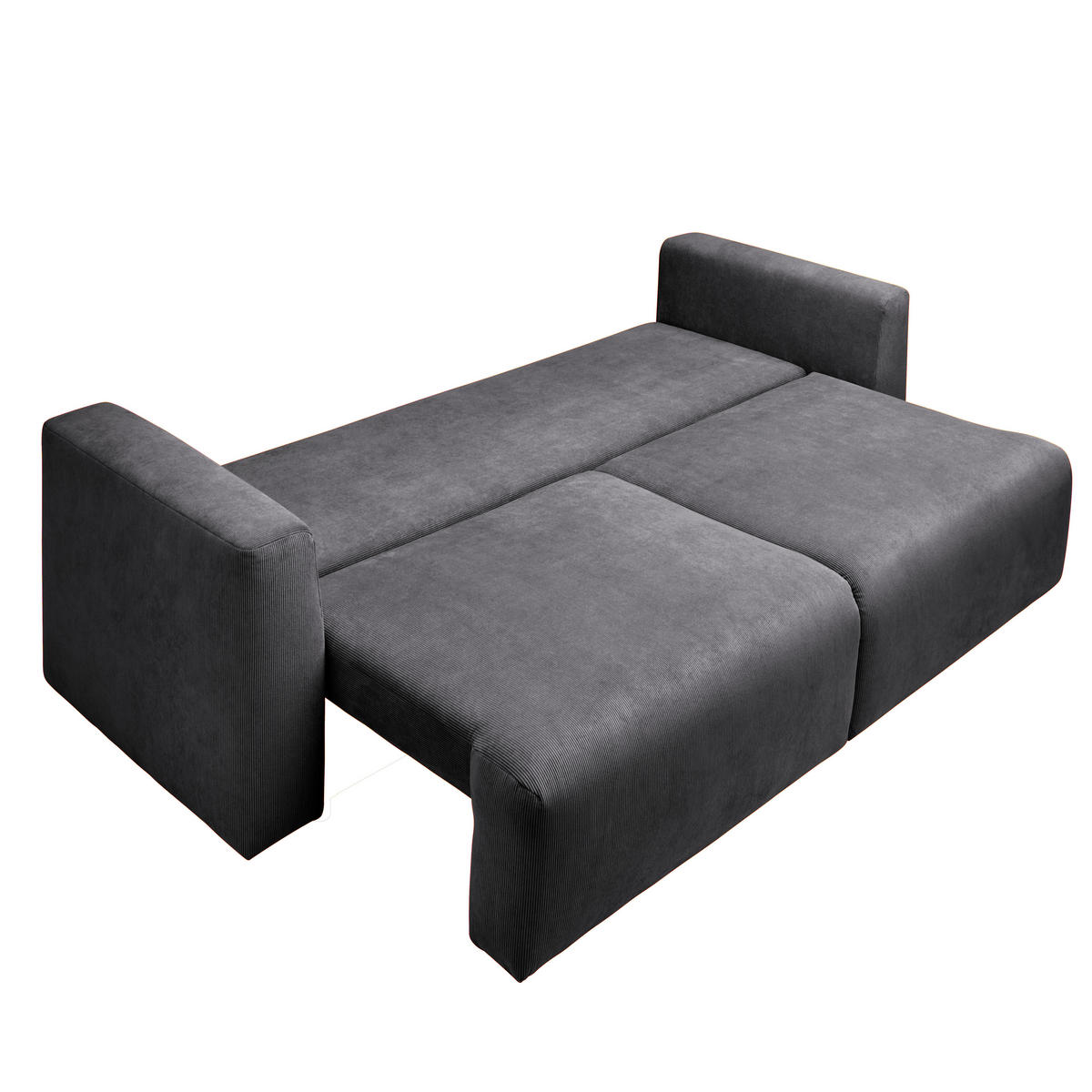 SCHLAFSOFA Cord Graphitfarben  - Schwarz/Graphitfarben, Design, Kunststoff/Textil (250/92/105cm) - Carryhome