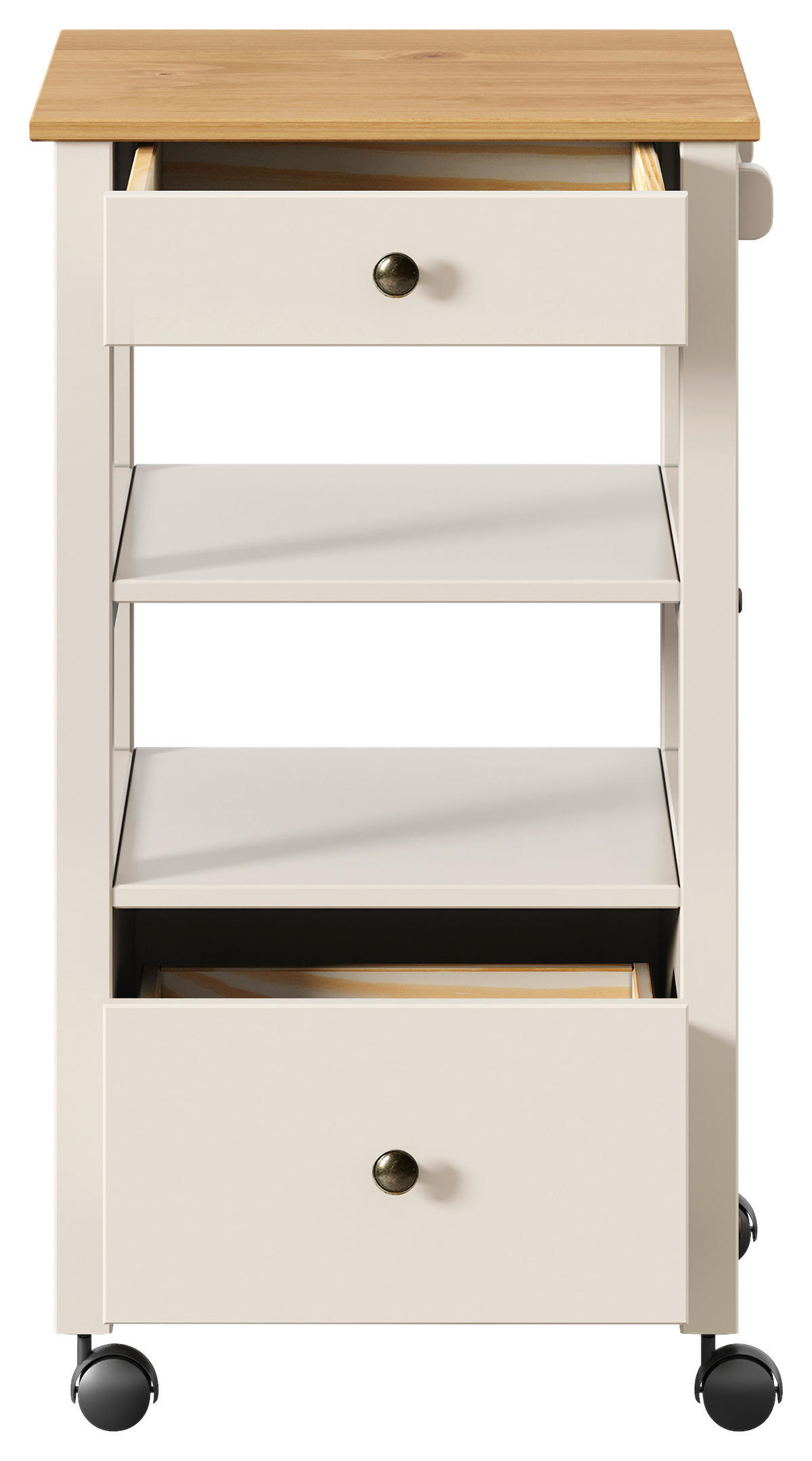 SERVIERWAGEN Pinie massiv Braun, Beige  - Beige/Zinkfarben, MODERN, Holz/Kunststoff (50/90,6/40cm) - Livetastic