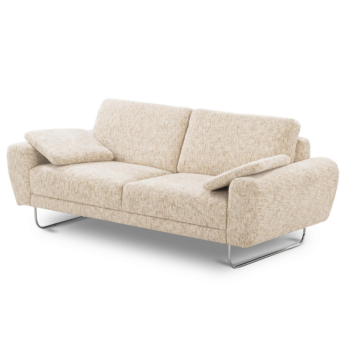 3-SITZER-SOFA SPRING in Webstoff Beige Modern  - Chromfarben/Beige, Design, Textil/Metall (187/85/92cm) - Livetastic