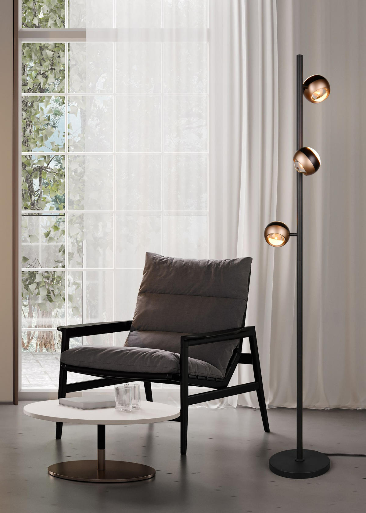 STOJACÍ LED SVÍTIDLO, 25/150 cm  - černá/průhledné, Design, kov/plast (25/150cm) - Trio Leuchten