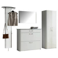GARDEROBE 4-teilig  in 270/192/34 cm  - Weiss/Alufarben, Design, Glas/Holzwerkstoff (270/192/34cm) - Moderano