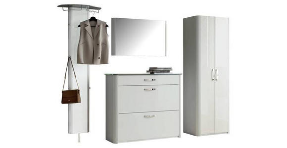 GARDEROBE 4-teilig in 270/192/34 cm - Alufarben/Weiß, Design, Glas/Holzwerkstoff (270/192/34cm) - Moderano