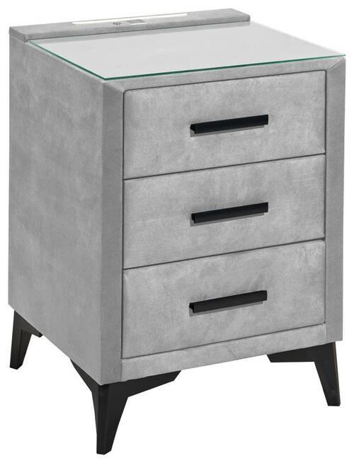 NACHTSCHRANK 47/70/51 cm  - Schwarz/Grau, KONVENTIONELL, Glas/Kunststoff (47/70/51cm) - Boxxx