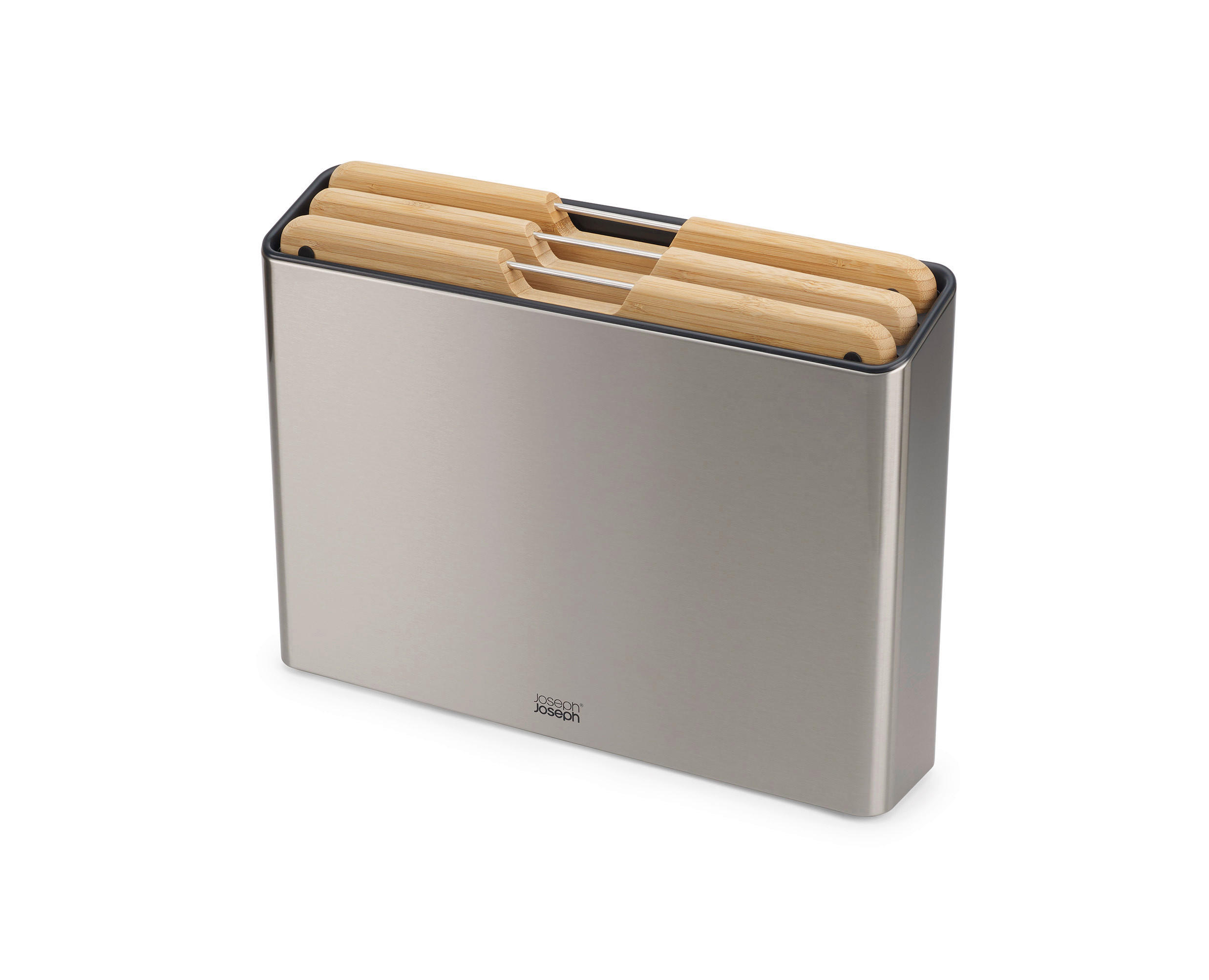 SCHNEIDEBRETT-SET Holz, Metall, Kunststoff Bambus Folio™  - Dunkelgrau, Basics, Holz/Kunststoff (38/8,5/28,7cm) - Joseph Joseph