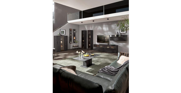 WOHNWAND in Anthrazit 308/151/49 cm - Anthrazit/Schwarz, Design, Glas/Holz (308/151/49cm) - Johann Jakob