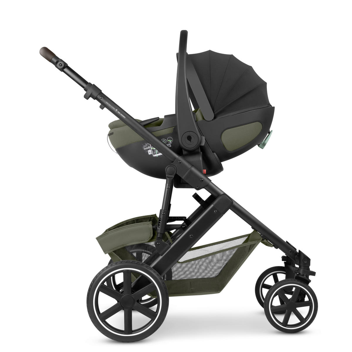 KINDERWAGENSET  Salsa Core All in One  Olive  - Dunkelgrün/Schwarz, Basics, Textil/Metall (63/123/97cm) - ABC Design