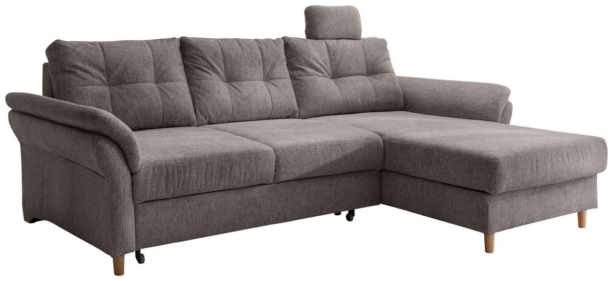 ECKSOFA in Chenille Graubraun  - Graubraun/Naturfarben, Modern, Holz/Textil (250/176cm) - Livetastic