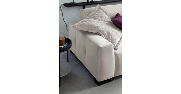 ECKSOFA Creme Velours  - Creme/Schwarz, KONVENTIONELL, Textil/Metall (311/219cm) - Hom`in