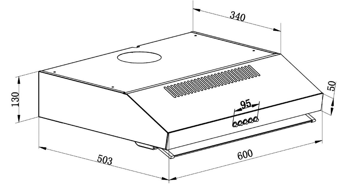 FLÄKTKÅPA CH16060SGB  - stålfärgad/svart, Trend, metall/glas (60/13/50,3cm) - Respekta