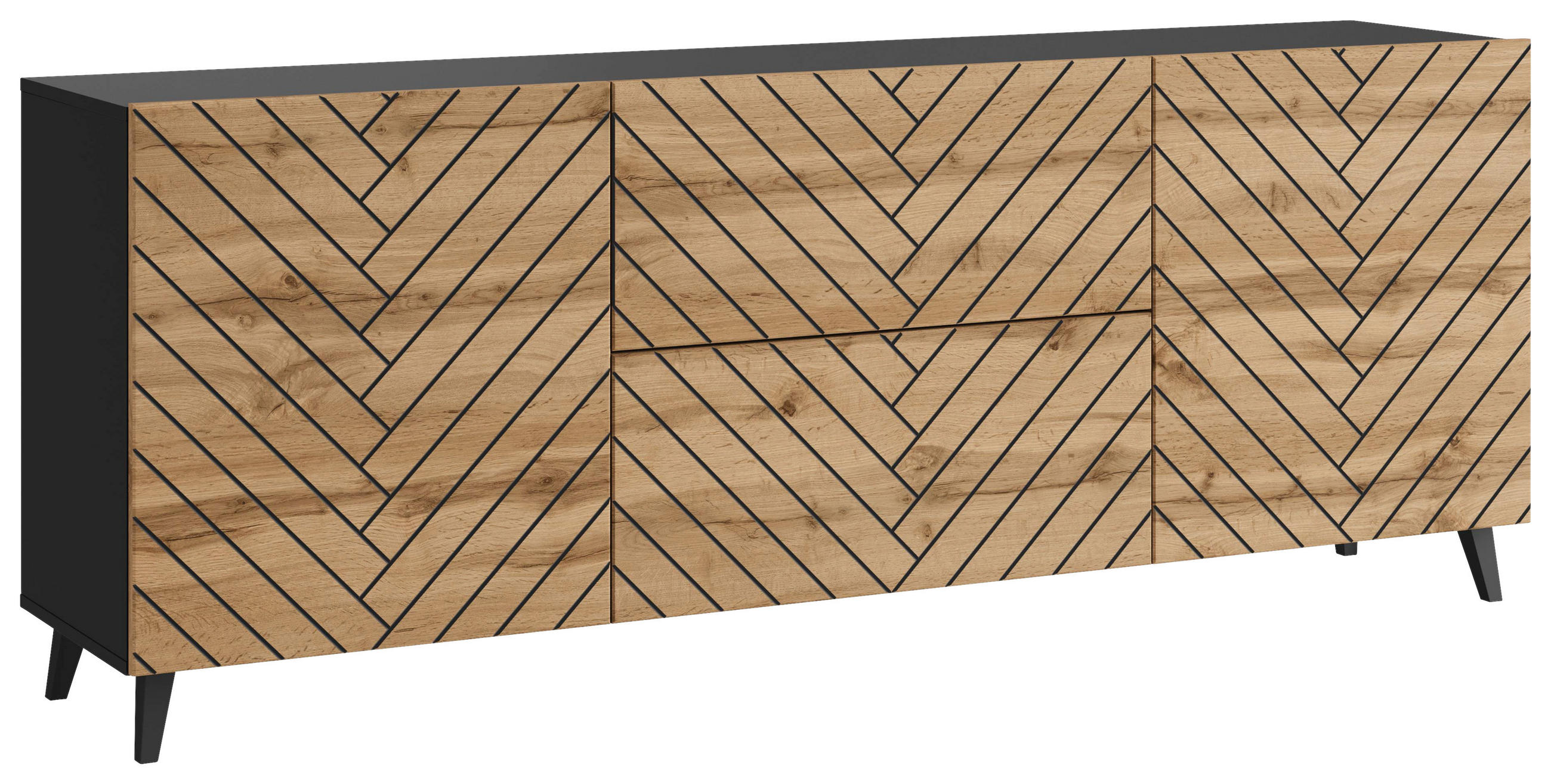 Livetastic NÍZKA KOMODA, čierna, 180/69,4/39 cm