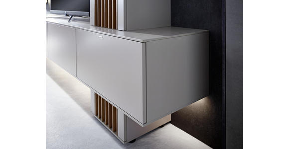 WOHNWAND in Grau, Nussbaumfarben - Nussbaumfarben/Grau, Design, Glas/Holz - Ambiente