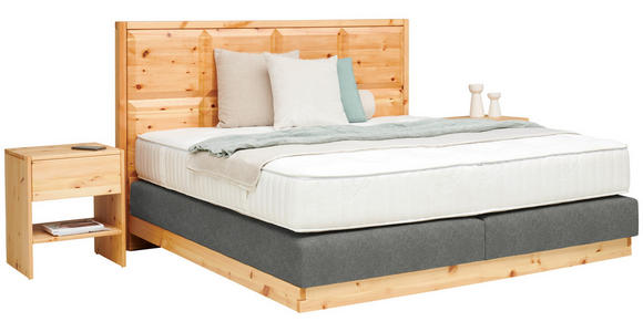 BOXSPRINGBETT 180/200 cm  in Zirbelkieferfarben, Dunkelgrau  - Dunkelgrau/Zirbelkieferfarben, Natur, Holz/Textil (180/200cm) - Valnatura