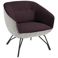 COCKTAILSESSEL in Struktur Echtleder Grau, Dunkelbraun  - Anthrazit/Dunkelbraun, Design, Leder/Textil (76/80/73cm) - Joop!