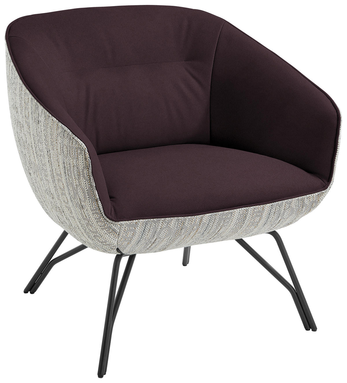 COCKTAILSESSEL in Struktur Echtleder Grau, Dunkelbraun  - Anthrazit/Dunkelbraun, Design, Leder/Textil (76/80/73cm) - Joop!