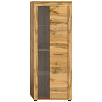 VITRINE in Eiche Wotan  - Eiche Wotan/Silberfarben, Design, Glas/Holzwerkstoff (60/159/35cm) - MID.YOU
