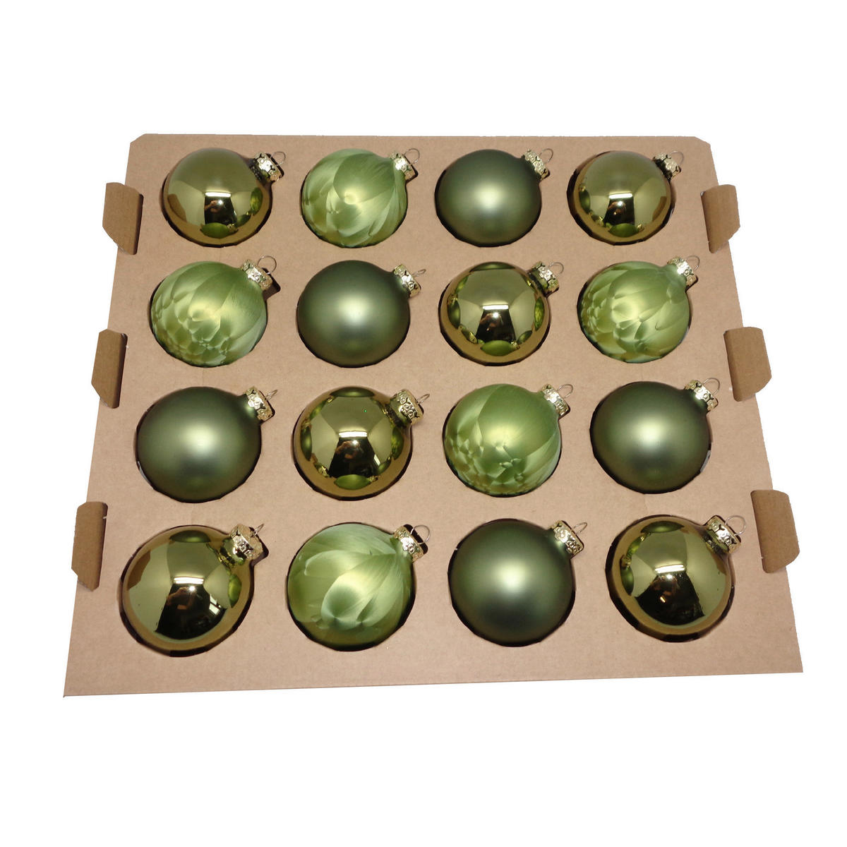 CHRISTBAUMKUGEL-SET 6 cm 16-teilig  - Grün, Basics, Glas (6cm) - X-Mas
