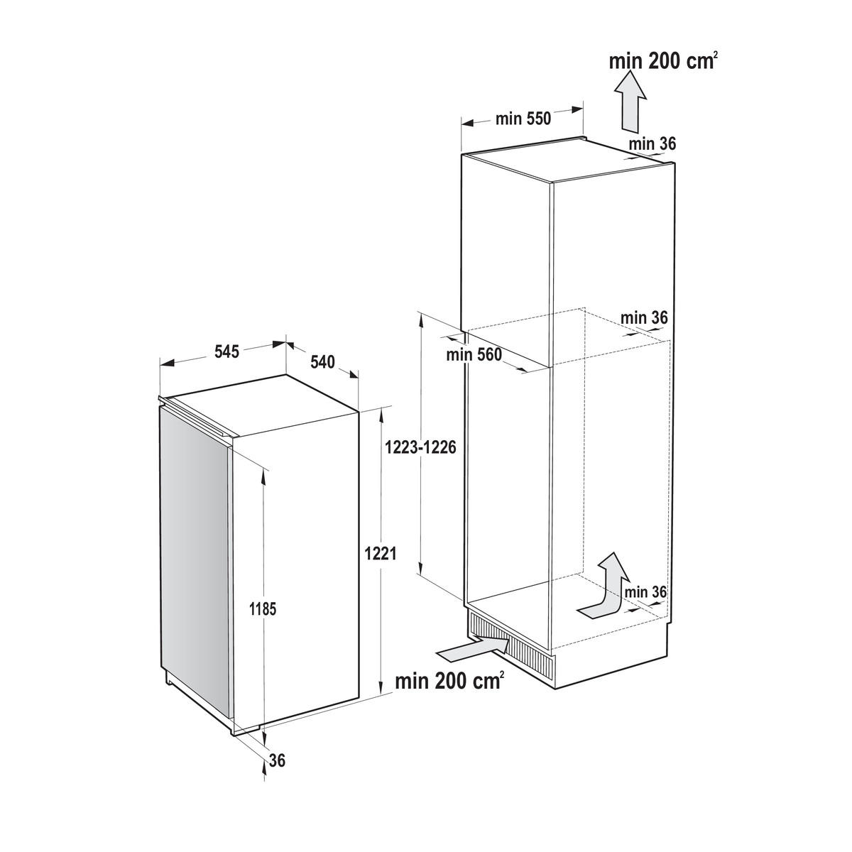 KÜHLSCHRANK 54/122,1/54,5 cm RBI512E21  - Weiß, Trend, Glas/Metall (54/122,1/54,5cm) - Gorenje