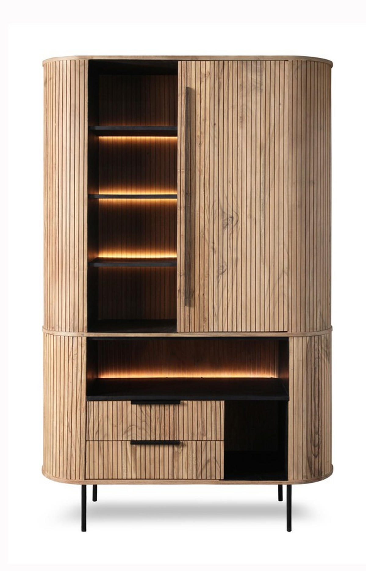 SCHRANK - Grau, KONVENTIONELL, Holz/Metall (118/195/40cm) - Livetastic