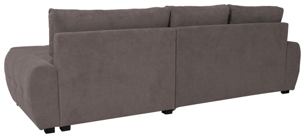 ECKSCHLAFSOFA Velours Braun  - Chromfarben/Weiss, Design, Kunststoff/Textil (277/175cm) - Livetastic