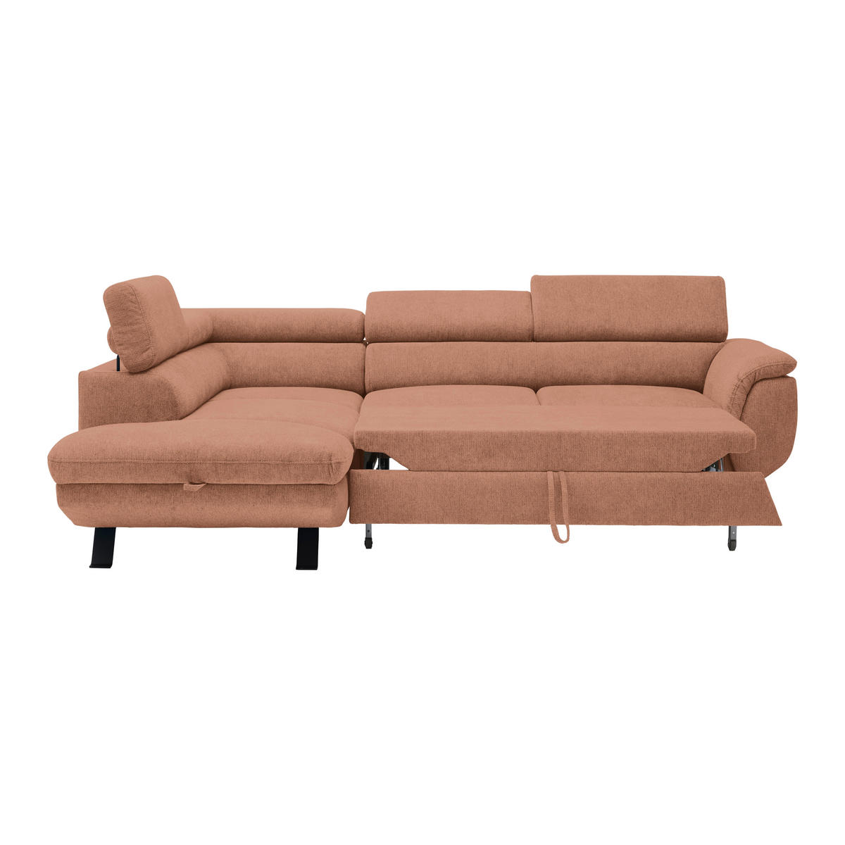 HÖRNSOFFA i vävt tyg aprikos  - aprikos/svart, Modern, metall/textil (198/257cm) - MID.YOU