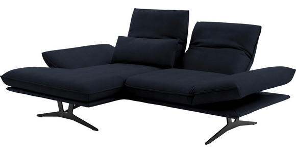 ECKSOFA in Echtleder Dunkelblau  - Gelb/Schwarz, Design, Leder/Metall (130/210cm) - Dieter Knoll