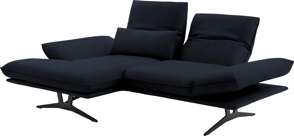 ECKSOFA in Echtleder Dunkelblau  130/210 cm  - Gelb/Schwarz, Design, Leder/Metall (130/210cm) - Dieter Knoll