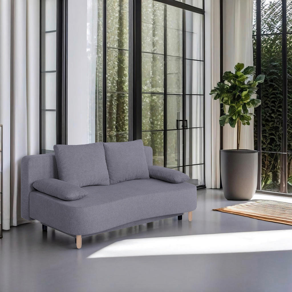P & B ROZKLADACIA POHOVKA, textil, kompozitné drevo, mokka