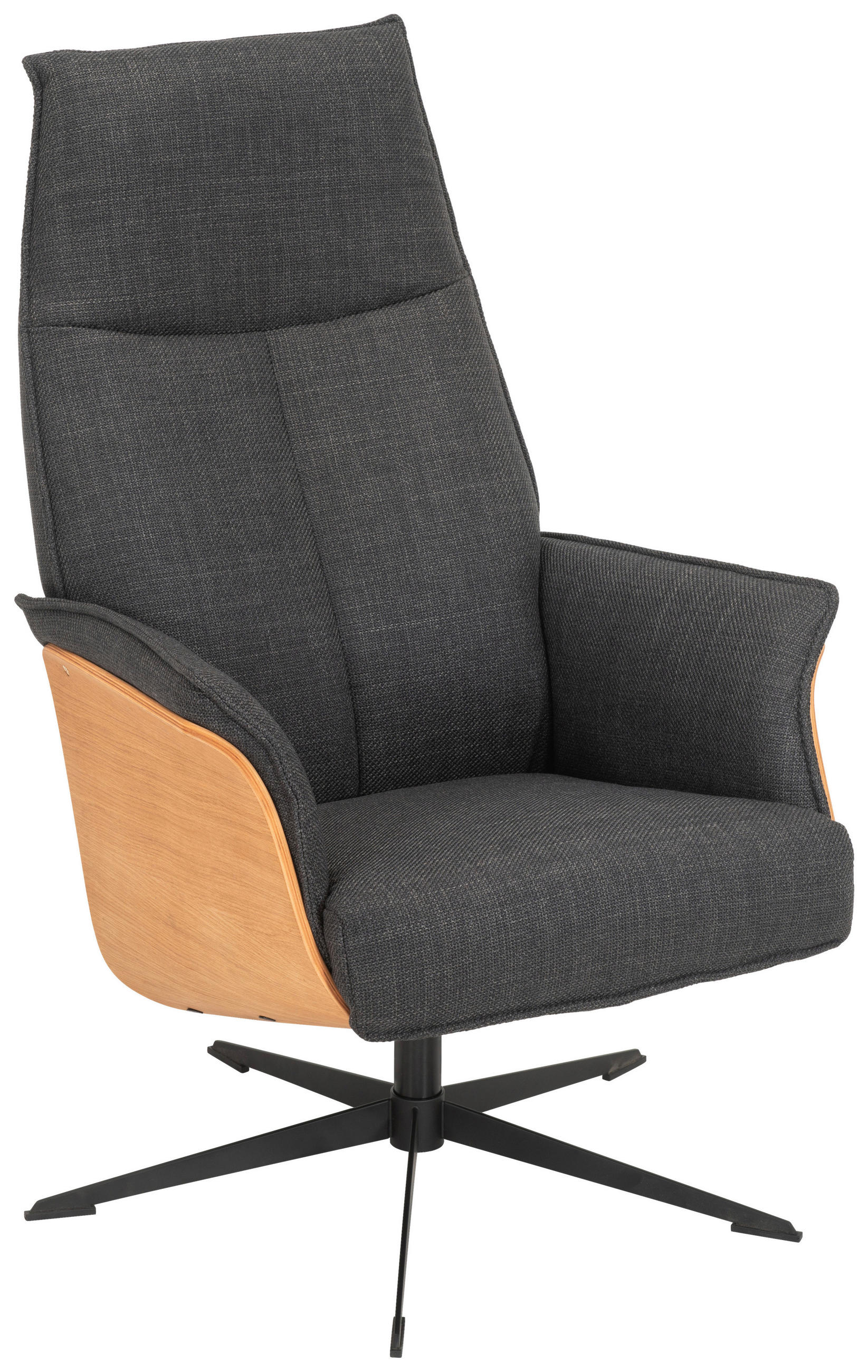 RELAXFÅTÖLJ i trä, metall, textil svart, ekfärgad  - svart/ekfärgad, Klassisk, metall/trä (66/101/81cm) - Welnova