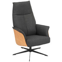 RELAXFÅTÖLJ i trä, metall, textil svart, ekfärgad  - svart/ekfärgad, Klassisk, metall/trä (66/101/81cm) - Welnova