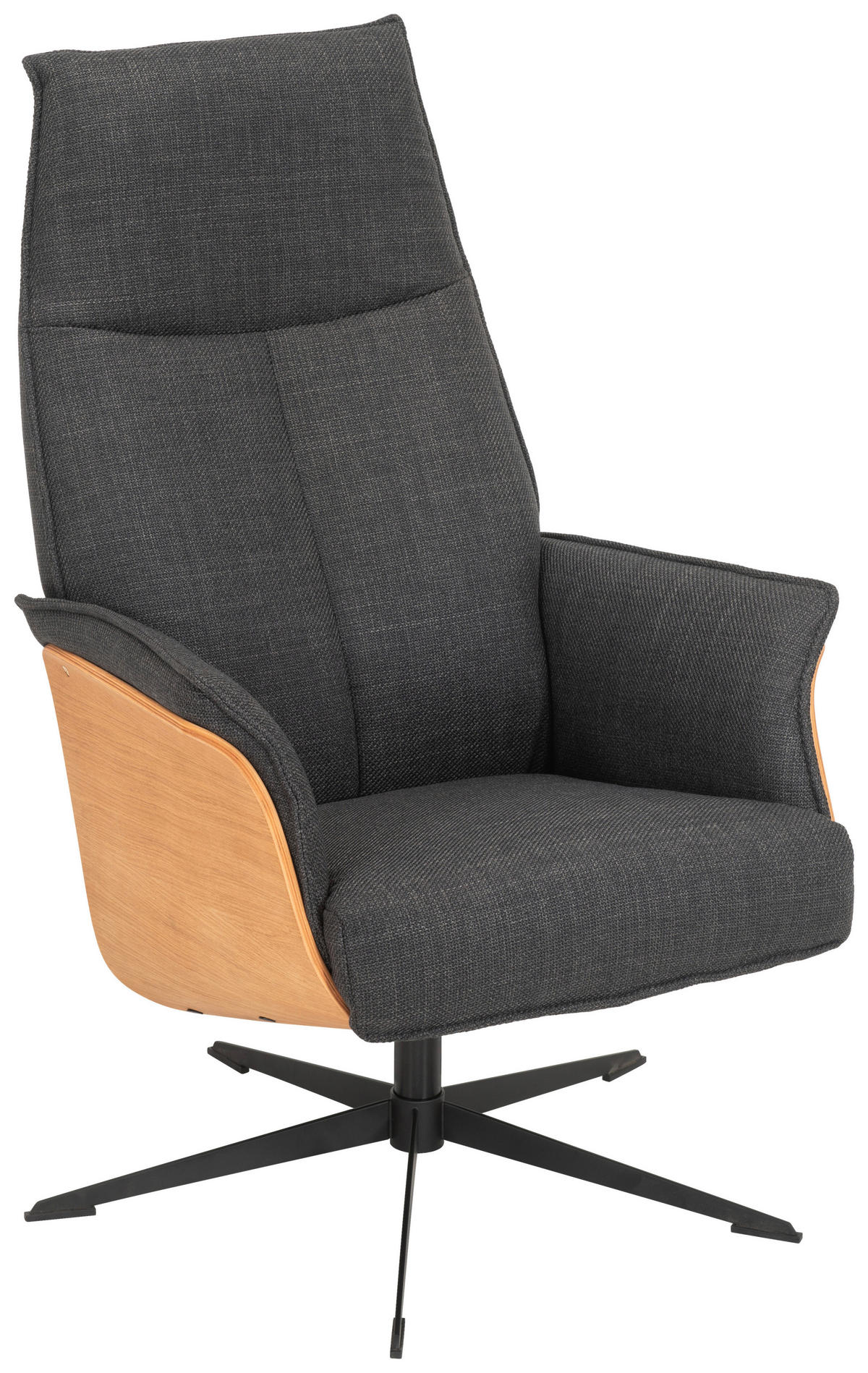 RELAXFÅTÖLJ i trä, metall, textil svart, ekfärgad  - svart/ekfärgad, Klassisk, metall/trä (66/101/81cm) - Welnova