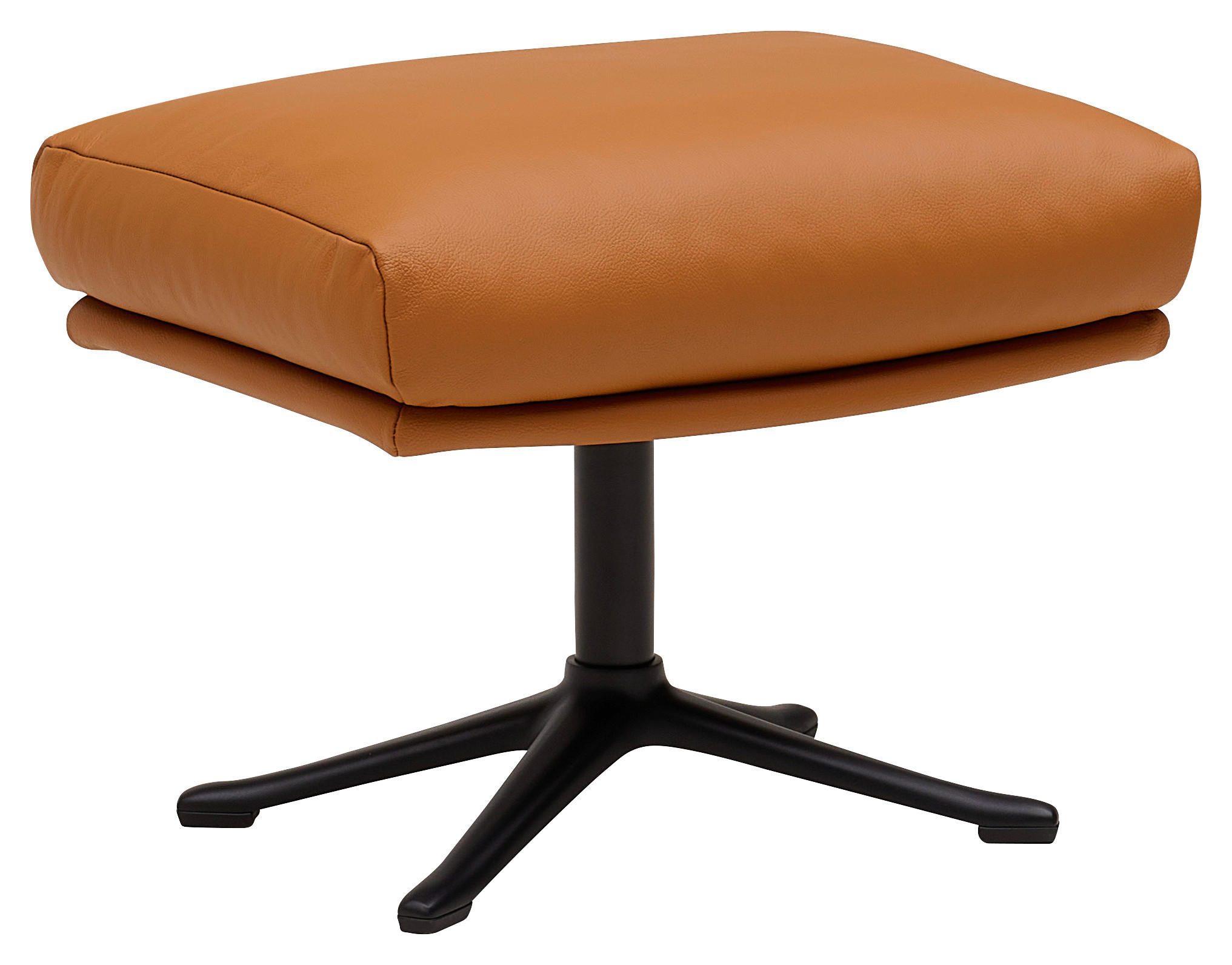 HOCKER Echtleder Cognac  - Cognac/Schwarz, Design, Leder/Metall (54/41/41cm) - home24