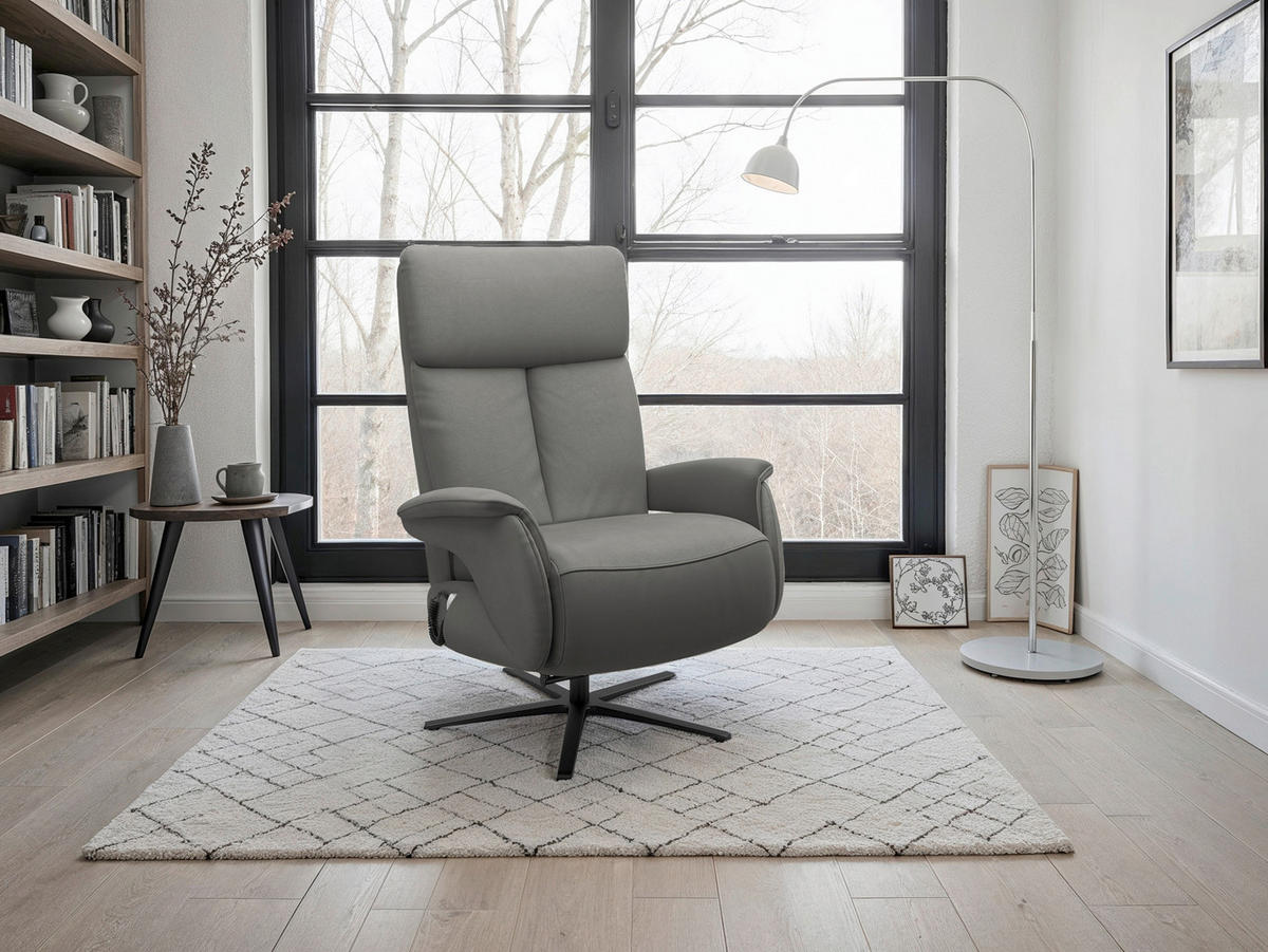 RELAXSESSEL TV TRIPLE SEVEN XTRA LARGE S1 Echtleder Kopfteilverstellung, Fußteilverstellung, Rücken echt    - Anthrazit/Schwarz, Basics, Leder/Metall (86/111/86cm) - Sit & More