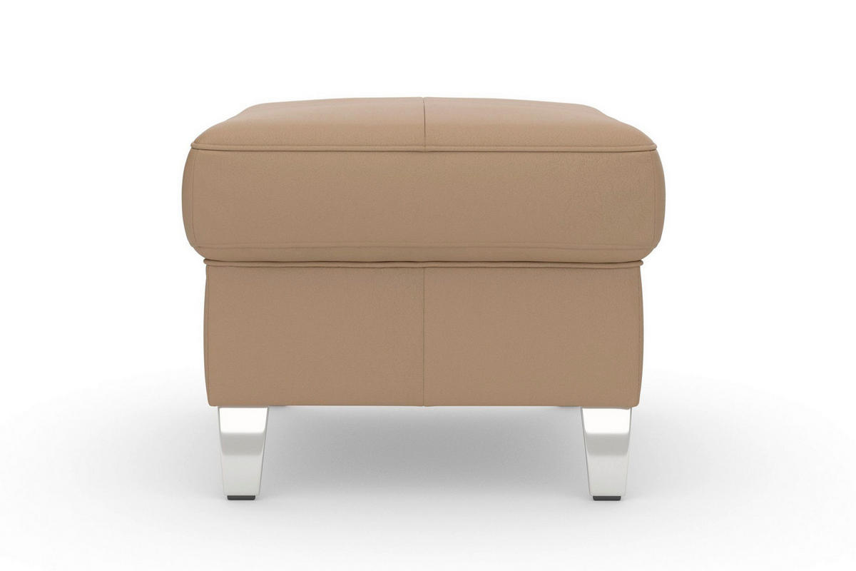 HOCKER ARNGAST E Echtleder Cappuccino  - Chromfarben/Cappuccino, Basics, Leder/Metall (58/48/58cm) - Sit & More