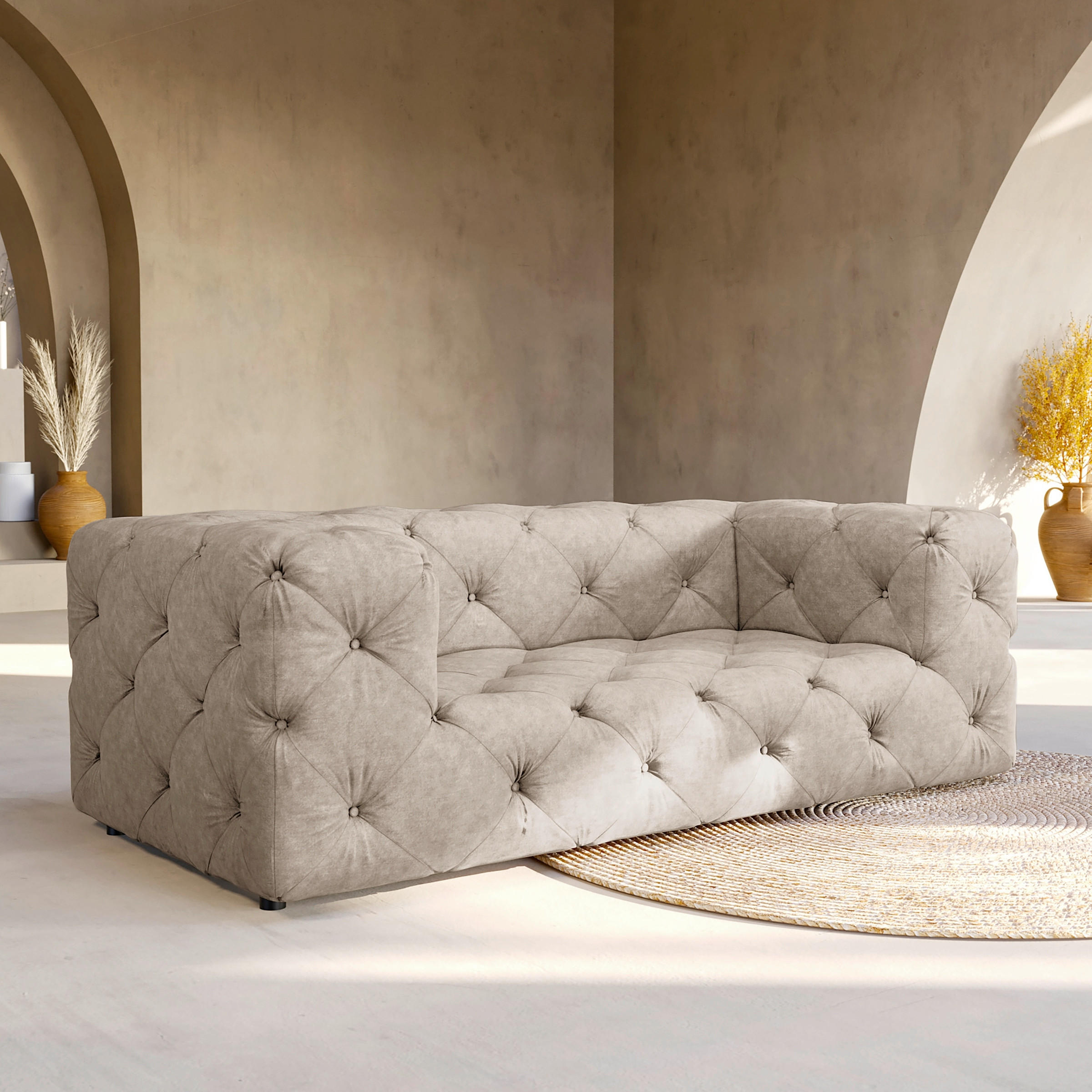 2-SITZER-SOFA Fresco in Mikrofaser Cappuccino  - Schwarz/Cappuccino, Design, Kunststoff/Textil (193/71/100cm) - P & B