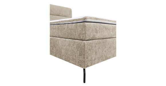 BOXSPRINGBETT 180/200 cm,  in Hellbraun, Topper, H2 + H3 = mittel + fest  - Hellbraun/Schwarz, Design, Textil/Metall (180/200cm) - Esposa