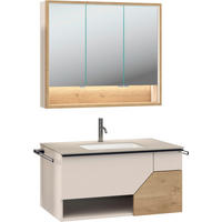 BADEZIMMER 3-teilig  in 96 cm  - Sandfarben/Taupe, LIFESTYLE, Glas/Holz (96cm) - Voglauer