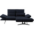 ECKSOFA  in Echtleder Dunkelblau Kopfteilverstellung, Armteilverstellung  210/130 cm  - Schwarz/Dunkelblau, Design, Leder/Metall (210/130cm) - Dieter Knoll